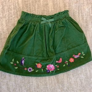 Gymboree Green embroidered corduroy skirt size 3
